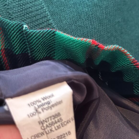 J.Crew Plaid Wool Mini Skirt Green Navy Tartan Preppy Classic 0 Academia Holiday - Picture 11 of 13